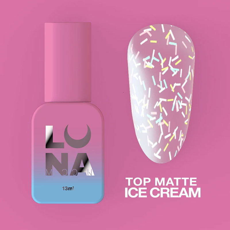 Top coat mat sans résidu collant – Lunamoon Top Matte Ice Cream – 13 ml