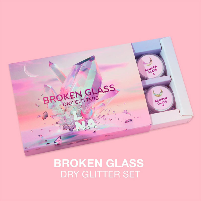 Комплект сухих блесток для ногтей Lunamoon Broken Glass - 6 шт